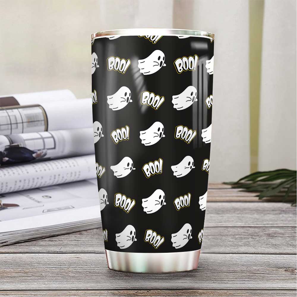 boo ghost halloween character halloween pattern witch boo ghost scary pumpkin trick or treat halloween stainless steel tumbler 8199