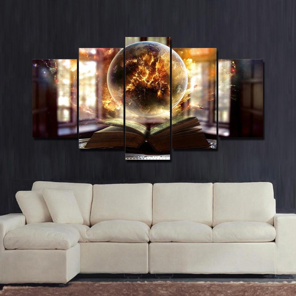 book earth explosion abstract 5 panel canvas art wall decor 6787