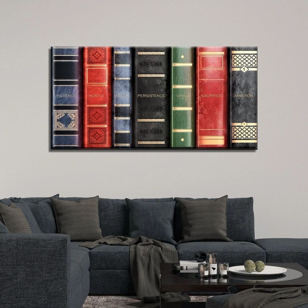 Book Shelf V2 Motivational Positive Canvas Print - Wall Art Decor book shelf v2 motivational positive canvas print wall art decor 3304