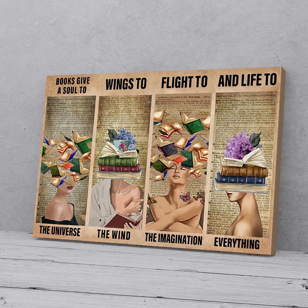 books give a soul to the universe librarian canvas prints wall art decor 3196