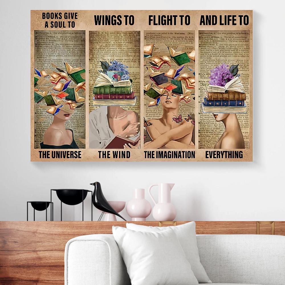 books give a soul to the universe librarian canvas prints wall art decor 6432