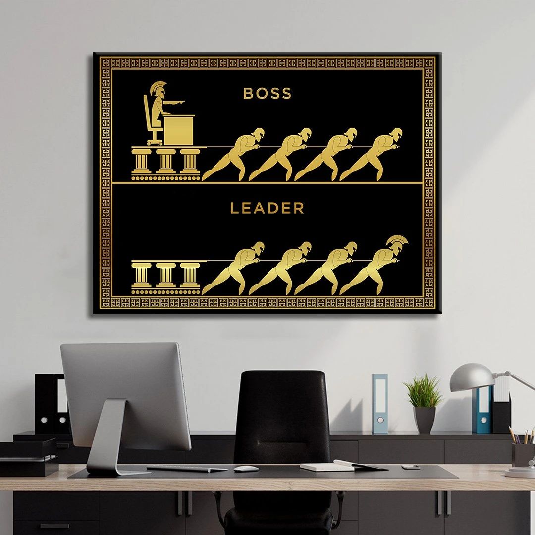Boss Vs Leader Motivational Positive Canvas Print - Wall Art Decor boss vs leader motivational positive canvas print wall art decor 2106