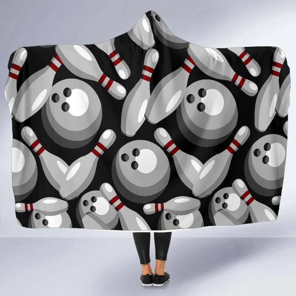 Bowling Pattern Print Hooded Blanket Cloak Blanket bowling pattern print hooded blanket cloak blanket 2290