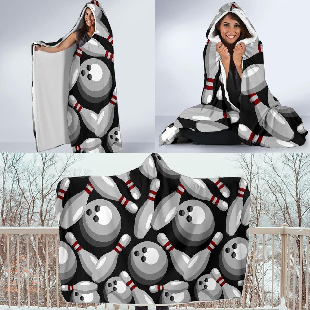 Bowling Pattern Print Hooded Blanket Cloak Blanket bowling pattern print hooded blanket cloak blanket 4317