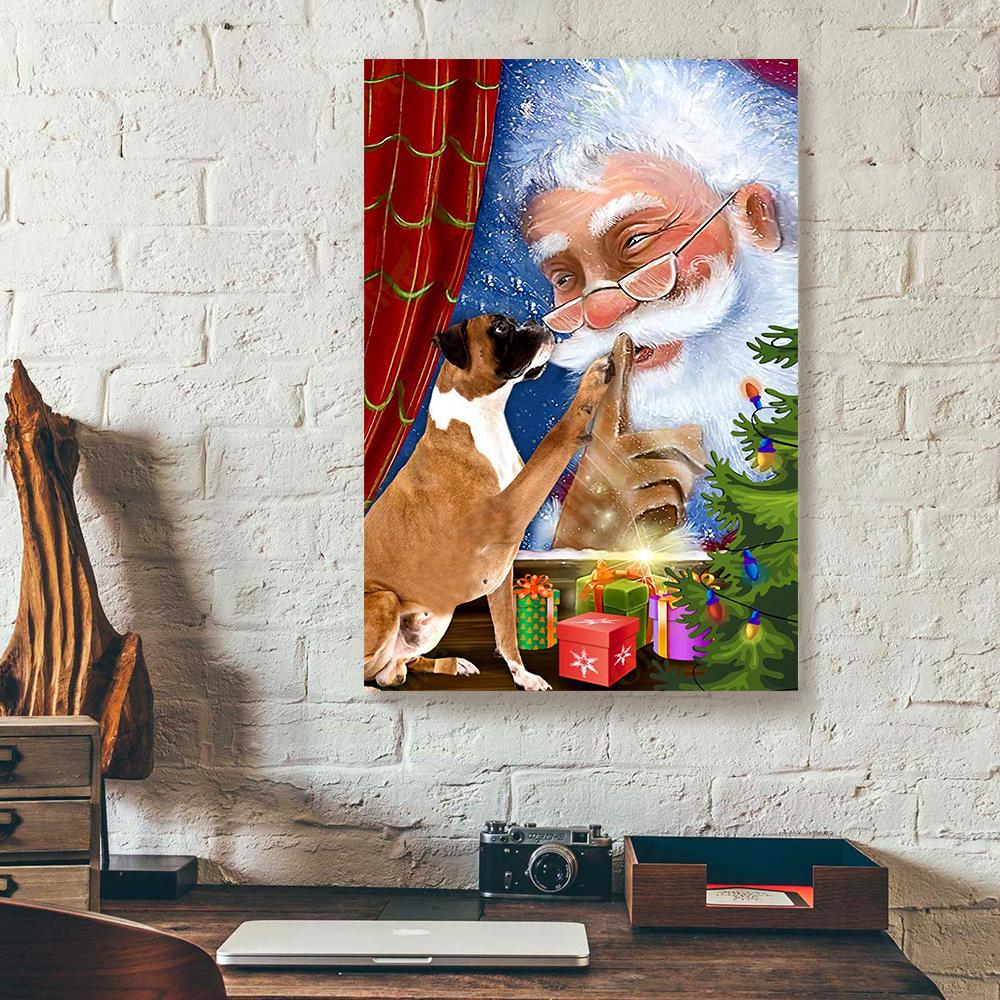 boxer dog santa claus christmas canvas prints wall art decor 6816
