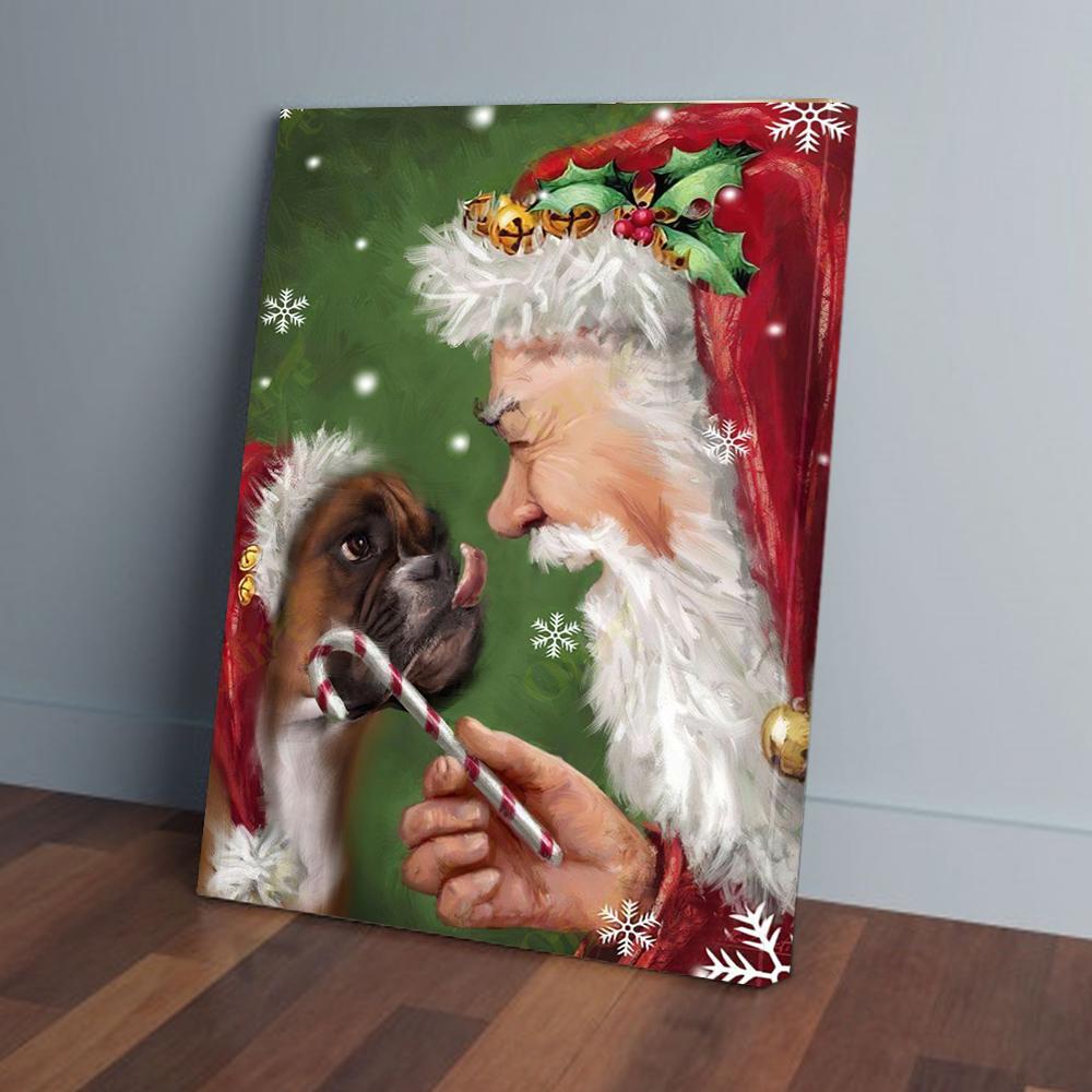 Boxer Talking To Santa Christmas Canvas Prints - Wall Art Decor boxer talking to santa christmas canvas prints wall art decor 2168