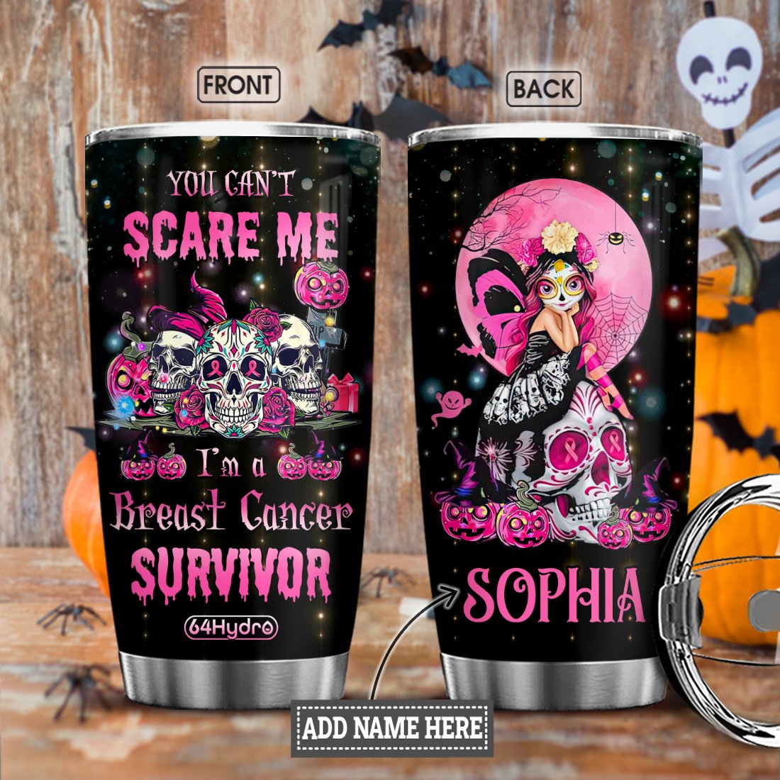 BRC Pink Skull Personalized Stainless Steel Tumbler brc pink skull personalized stainless steel tumbler 4395