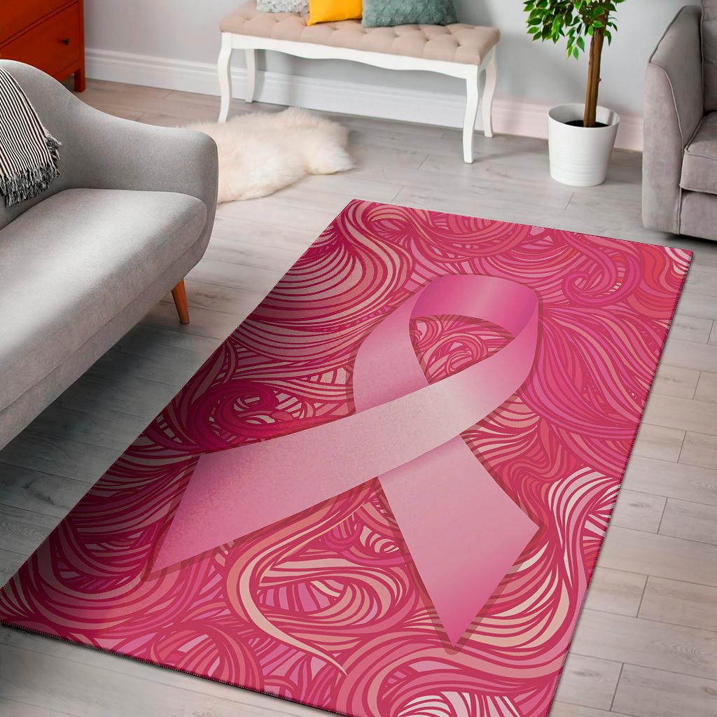 Breast Cancer Awareness Ribbon Print Area Rug Floor Decor breast cancer awareness ribbon print area rug floor decor 2336