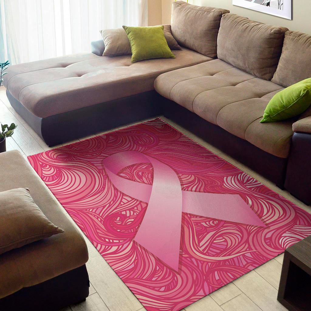 Breast Cancer Awareness Ribbon Print Area Rug Floor Decor breast cancer awareness ribbon print area rug floor decor 6546