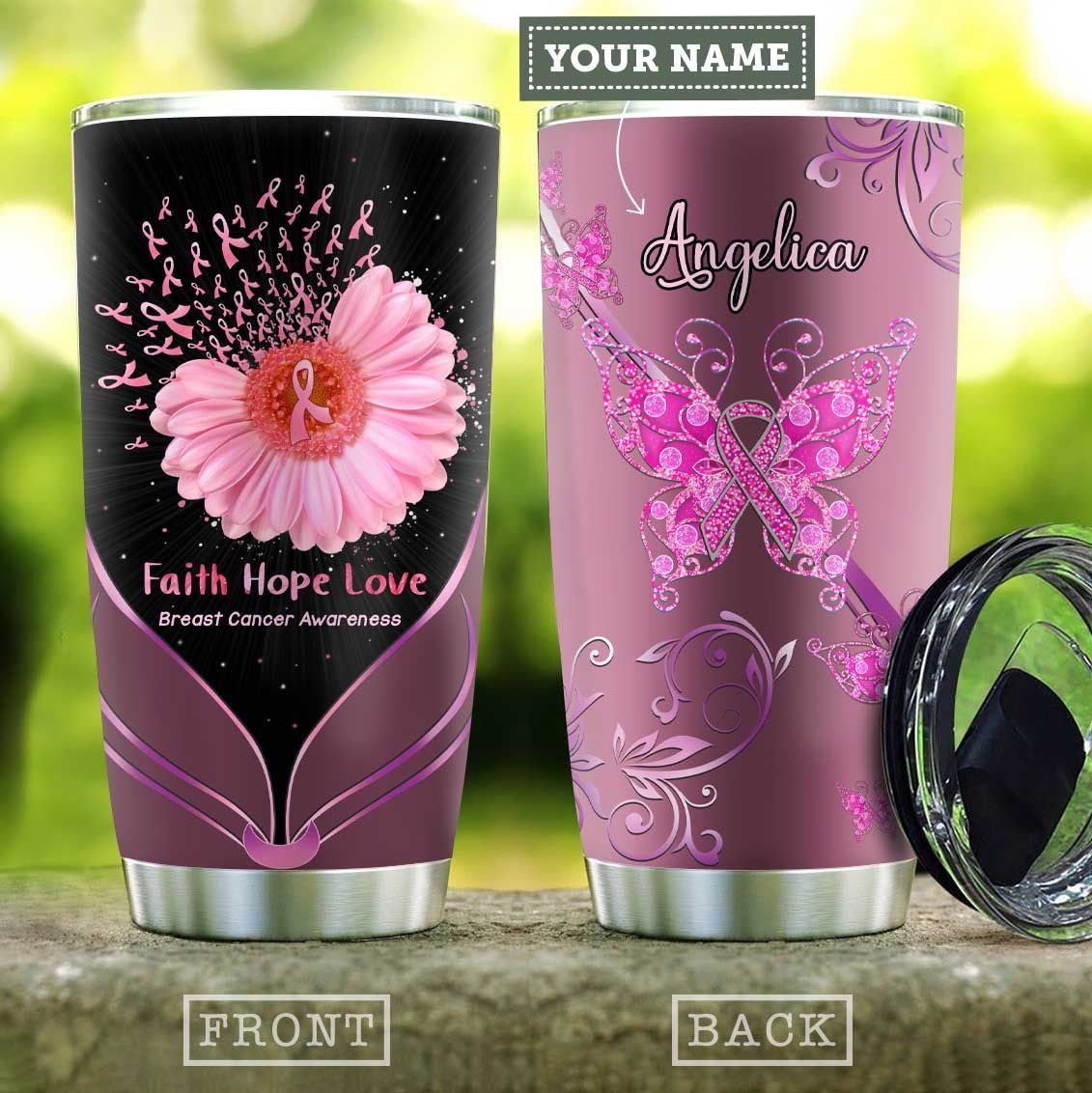 Breast Cancer Faith Hope Personalized Stainless Steel Tumbler breast cancer faith hope personalized stainless steel tumbler 7946