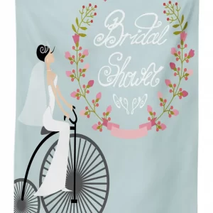 bride dress bicycle 3d printed tablecloth table decor 3546