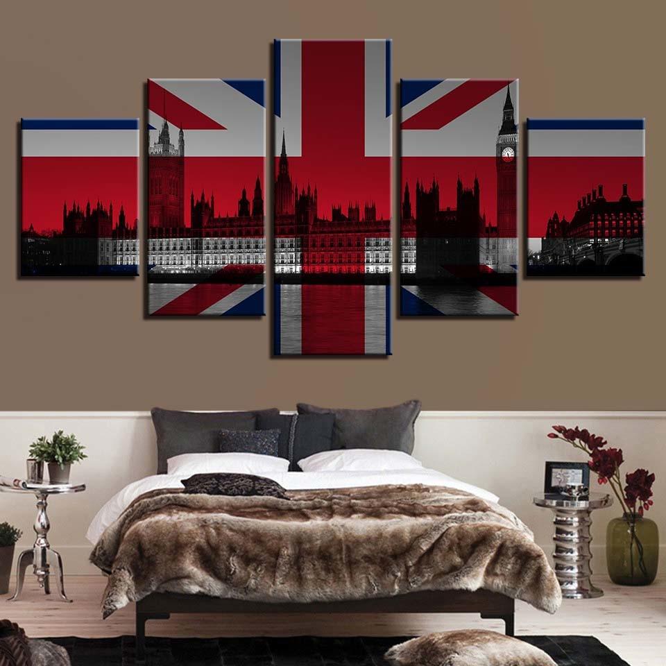 british flag 1 abstract 5 panel canvas art wall decor 6191