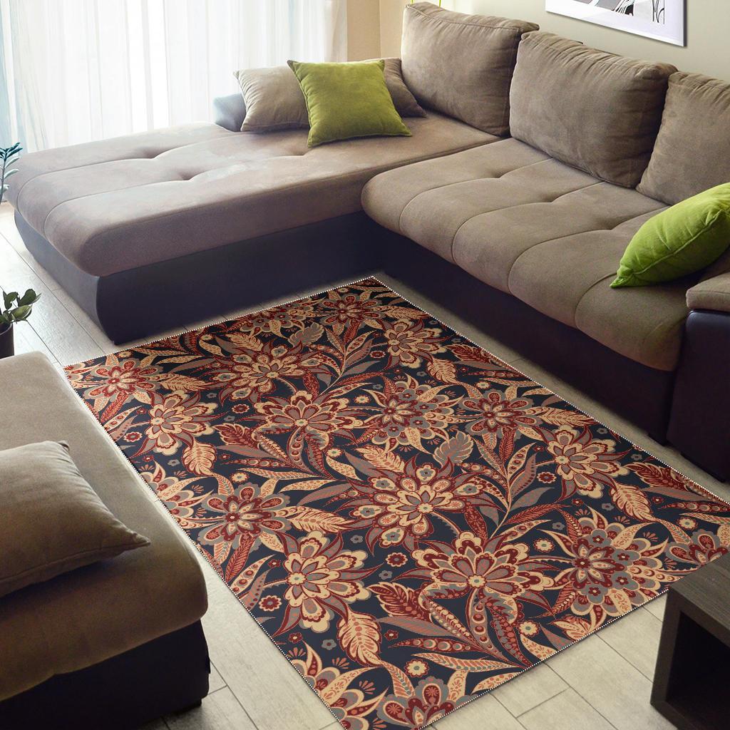 Brown Floral Bohemian Pattern Print Area Rug Floor Decor brown floral bohemian pattern print area rug floor decor 2310