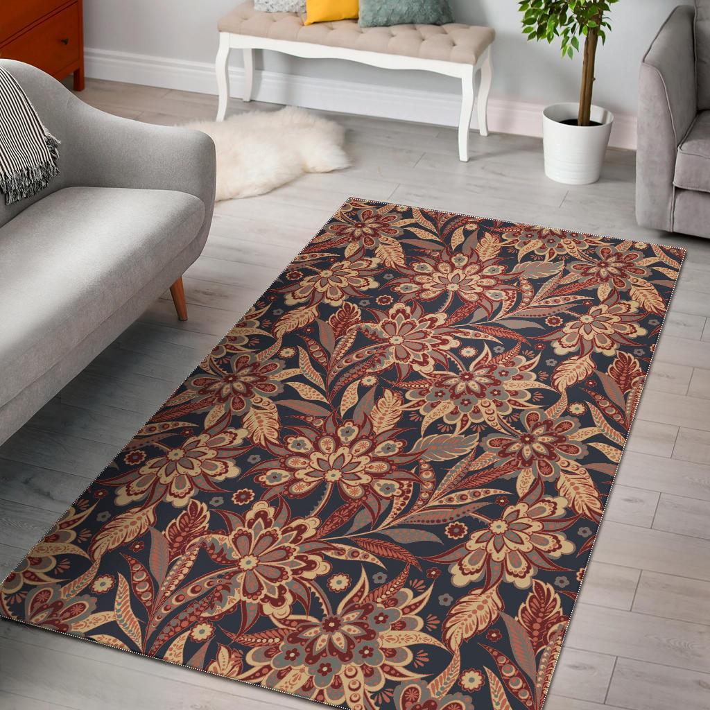 Brown Floral Bohemian Pattern Print Area Rug Floor Decor brown floral bohemian pattern print area rug floor decor 3902