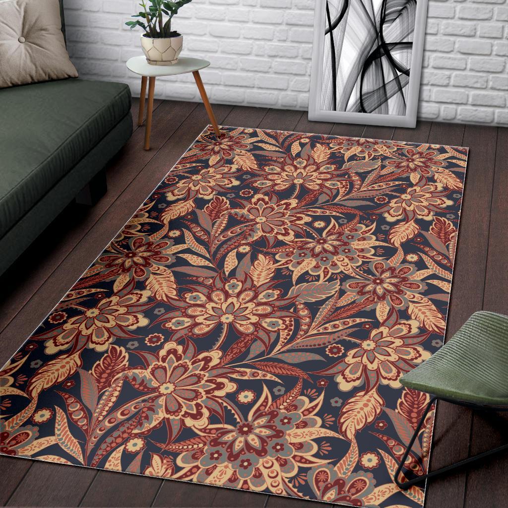 Brown Floral Bohemian Pattern Print Area Rug Floor Decor brown floral bohemian pattern print area rug floor decor 8277