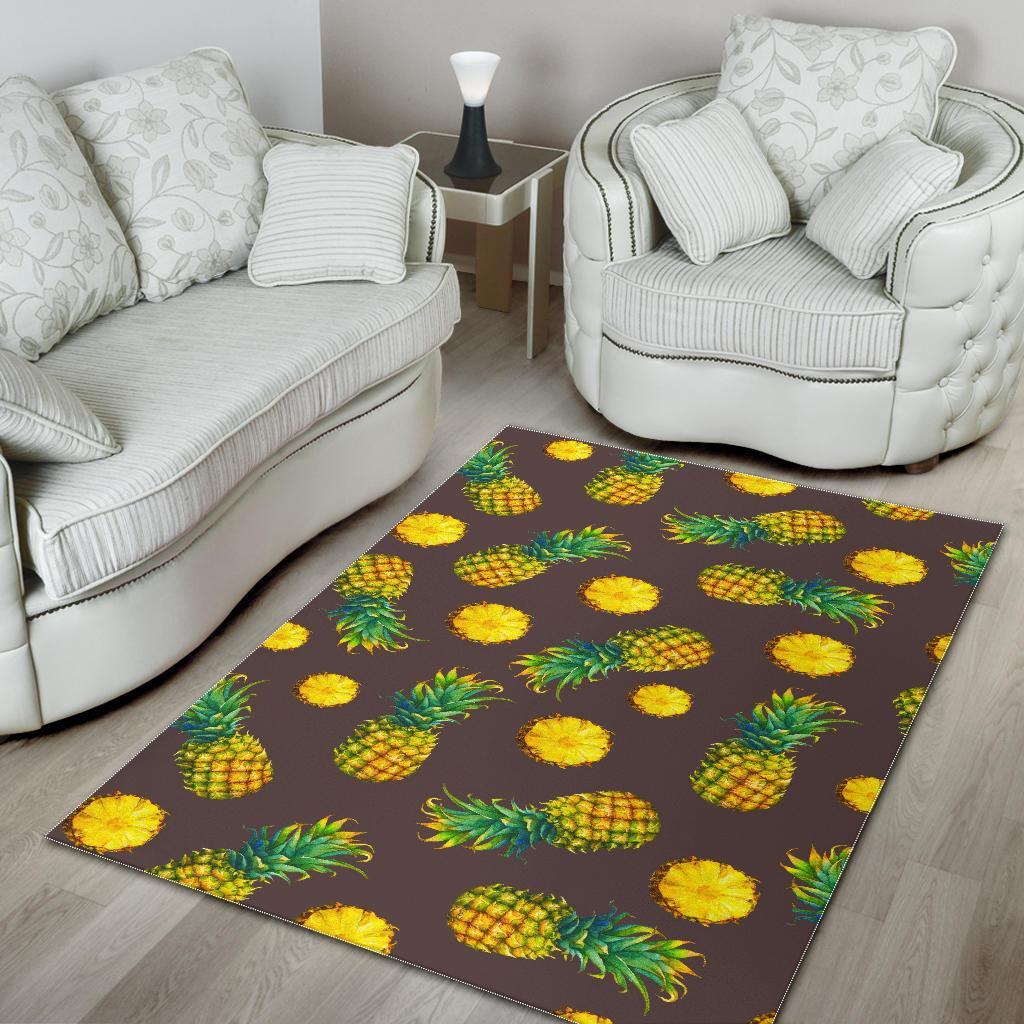 brown pineapple pattern print area rug floor decor 2351