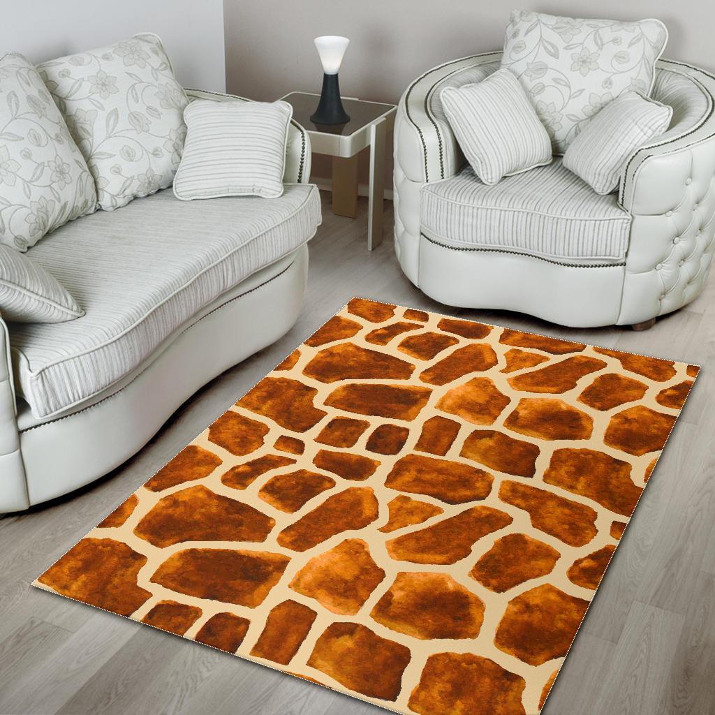 brown watercolor giraffe pattern print area rug floor decor 2113