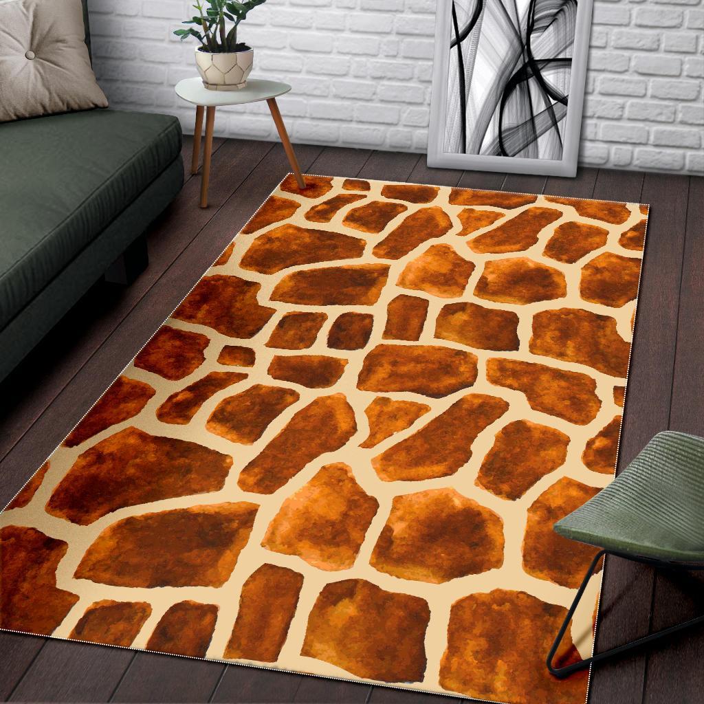 brown watercolor giraffe pattern print area rug floor decor 5809