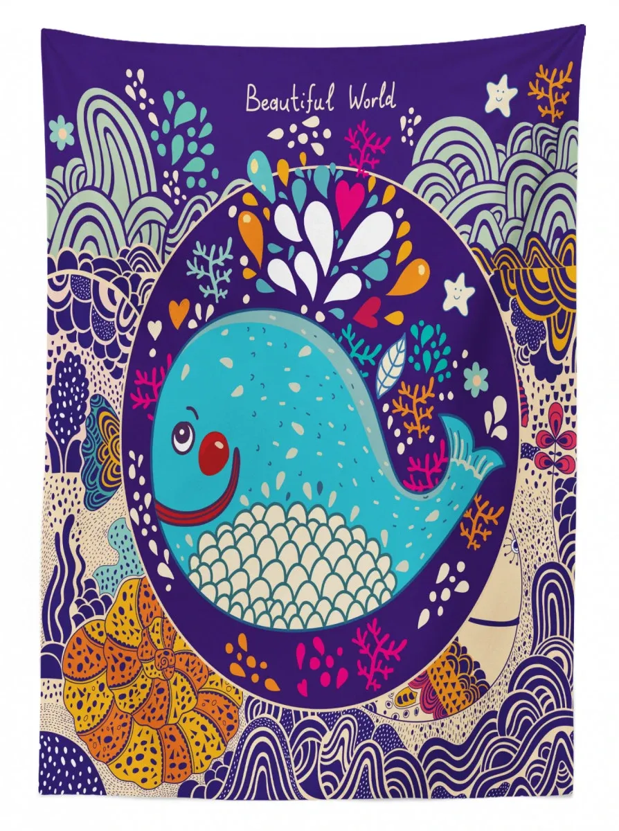 Bubble Waves Starfish 3D Printed Tablecloth Table Decor bubble waves starfish 3d printed tablecloth table decor 2725