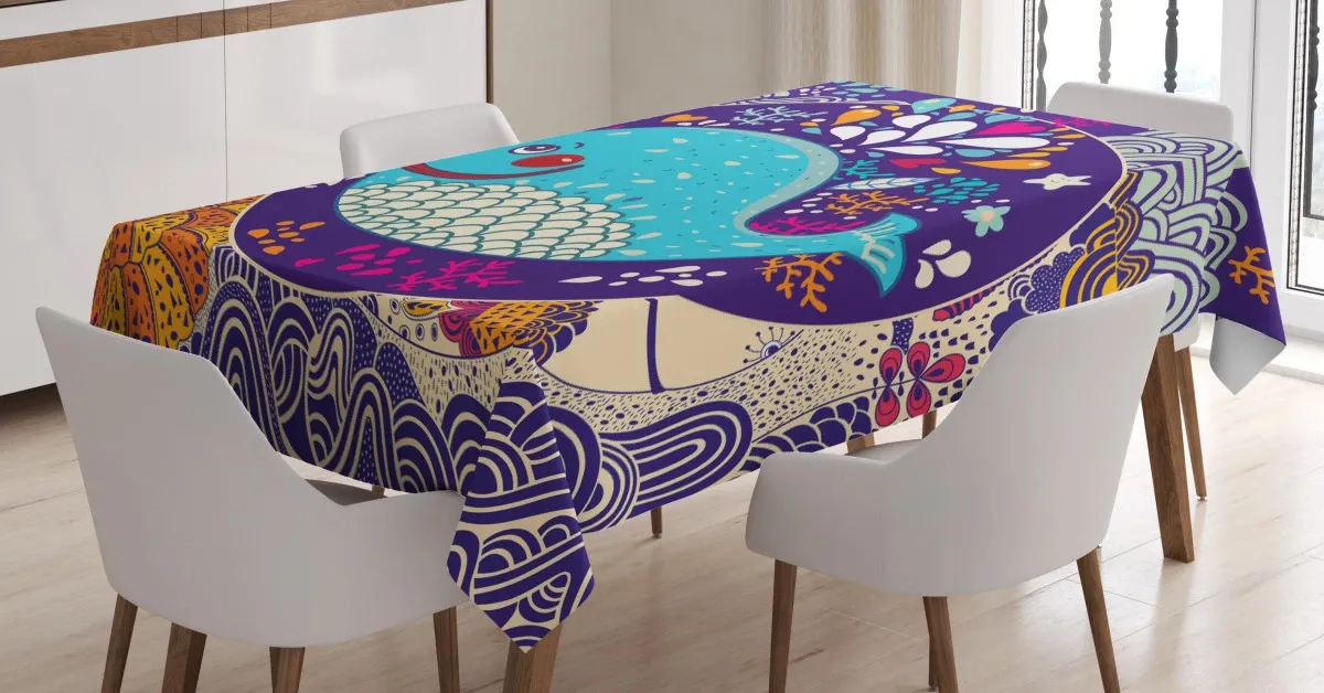 Bubble Waves Starfish 3D Printed Tablecloth Table Decor bubble waves starfish 3d printed tablecloth table decor 5449