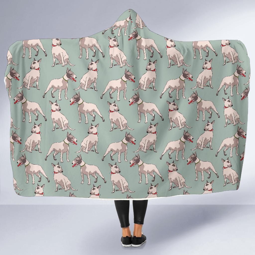 Bull Terrier Pattern Print Hooded Blanket Cloak Blanket bull terrier pattern print hooded blanket cloak blanket 5768