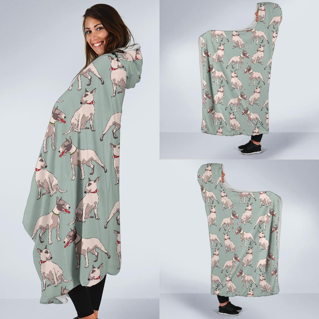 Bull Terrier Pattern Print Hooded Blanket Cloak Blanket bull terrier pattern print hooded blanket cloak blanket 6741