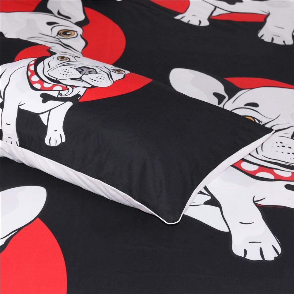 bulldog red and black bedding set bedroom decor giving dog lovers 6927