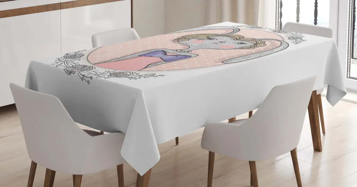 bunny portrait 3d printed tablecloth table decor 4938