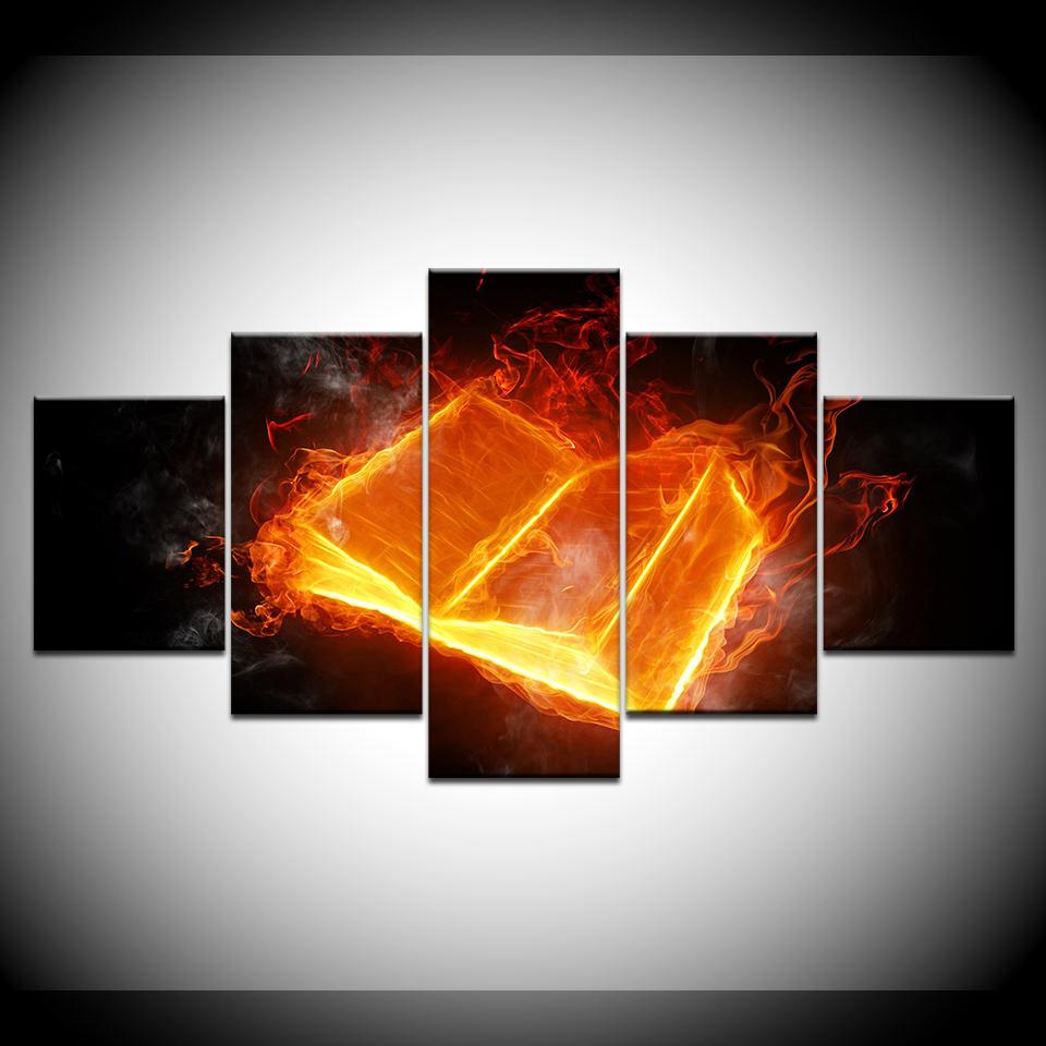 burning book flame abstract 5 panel canvas art wall decor 2826