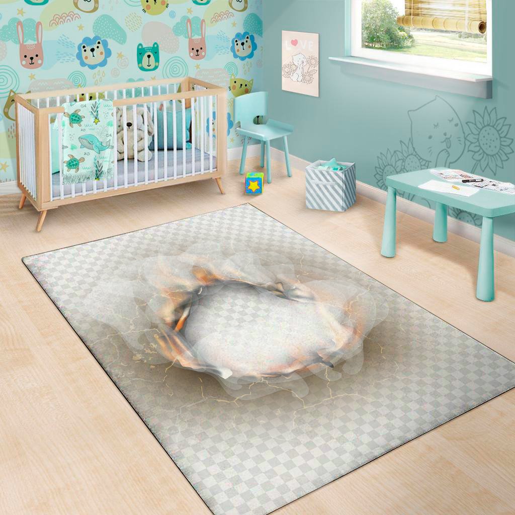 burning hole print area rug floor decor 6346