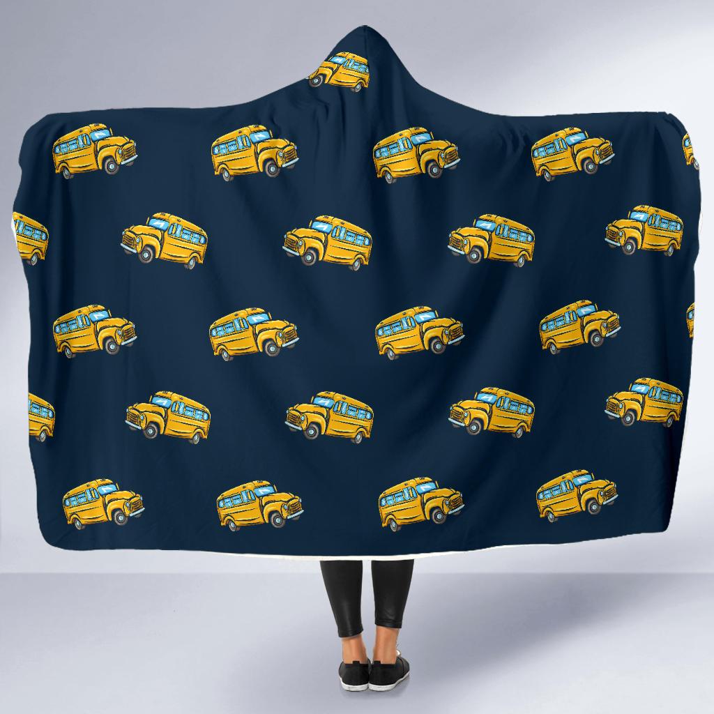 Bus School Pattern Print Hooded Blanket Cloak Blanket bus school pattern print hooded blanket cloak blanket 1439