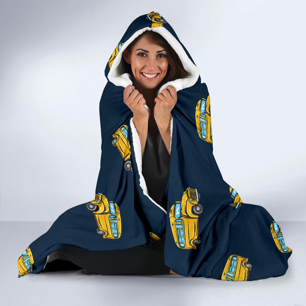 Bus School Pattern Print Hooded Blanket Cloak Blanket bus school pattern print hooded blanket cloak blanket 3225