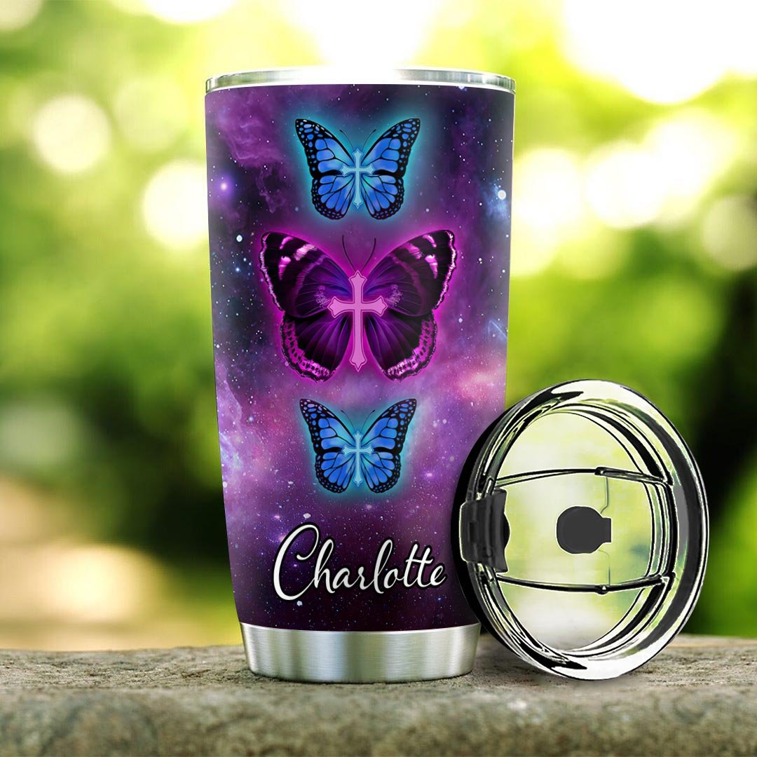 butterfly bible personalized stainless steel tumbler 6299