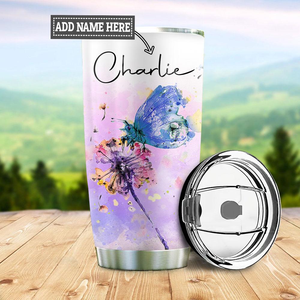 butterfly dandelion personalized stainless steel tumbler 1989