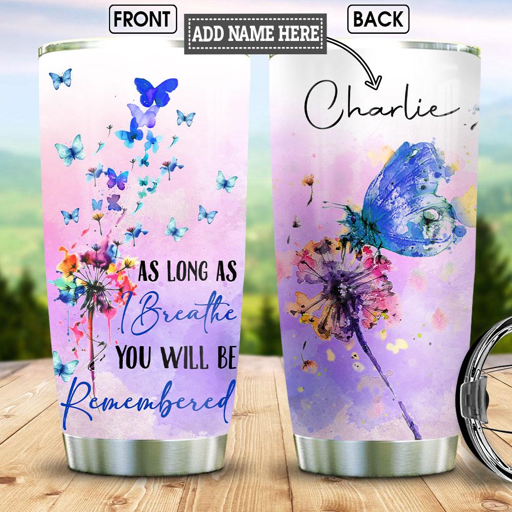 butterfly dandelion personalized stainless steel tumbler 7227