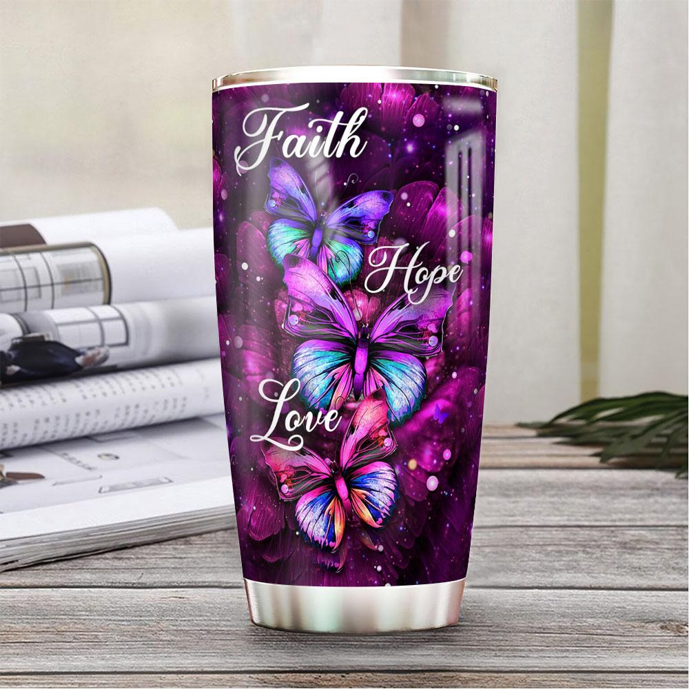 Butterfly Faith Art Personalized Stainless Steel Tumbler butterfly faith art personalized stainless steel tumbler 8234