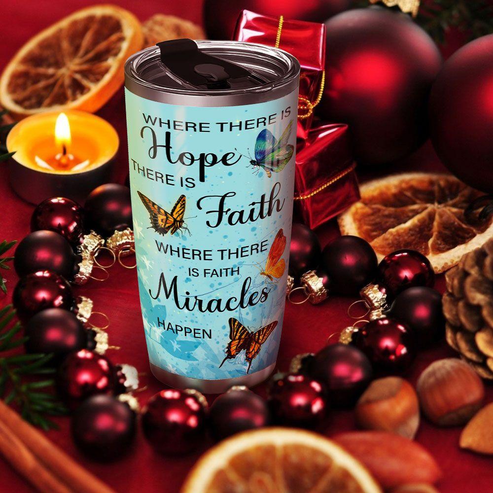 butterfly faith hope miracle personalized stainless steel tumbler 4280