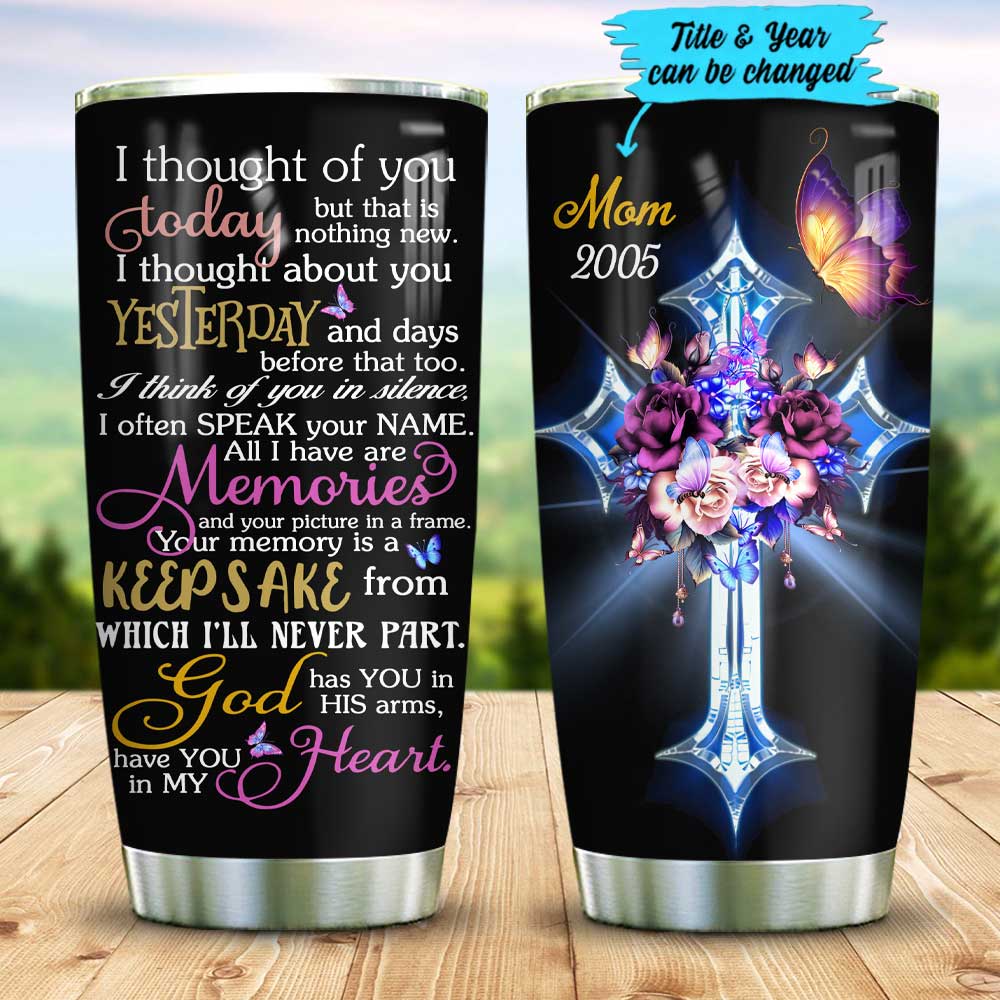 butterfly faith memory in my heart customize personalized stainless steel tumbler 5782