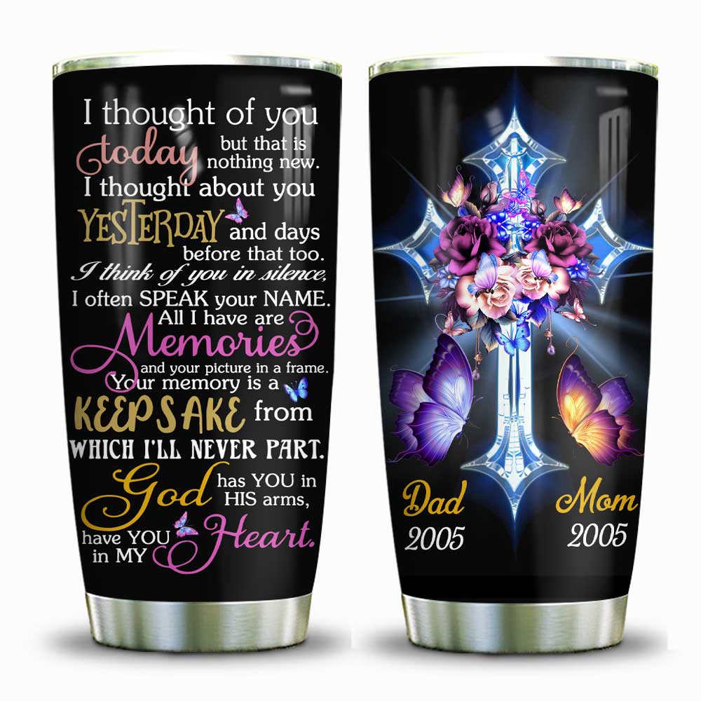 butterfly faith memory in my heart customize personalized stainless steel tumbler 8138
