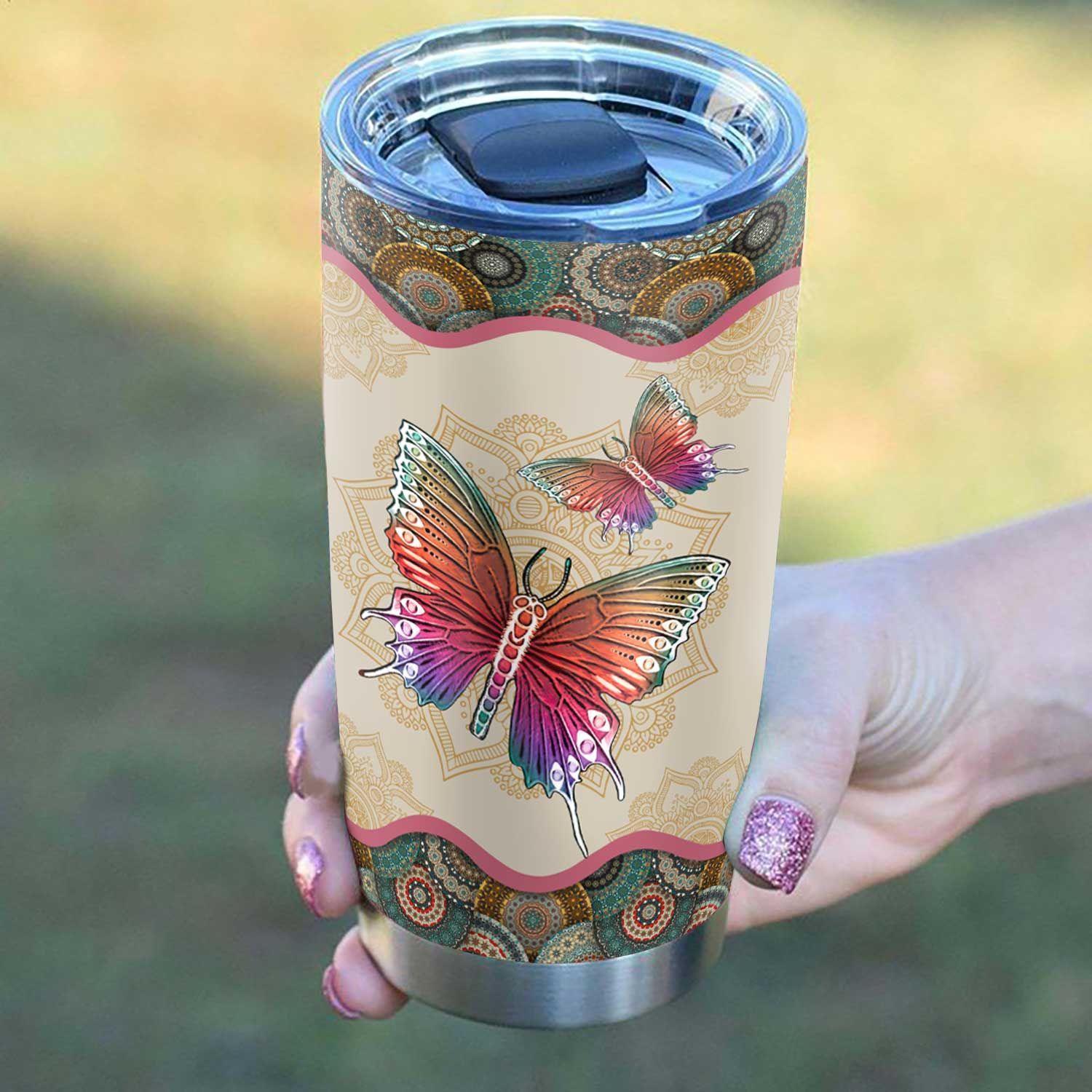 Butterfly Mandala Personalized Stainless Steel Tumbler butterfly mandala personalized stainless steel tumbler 2128