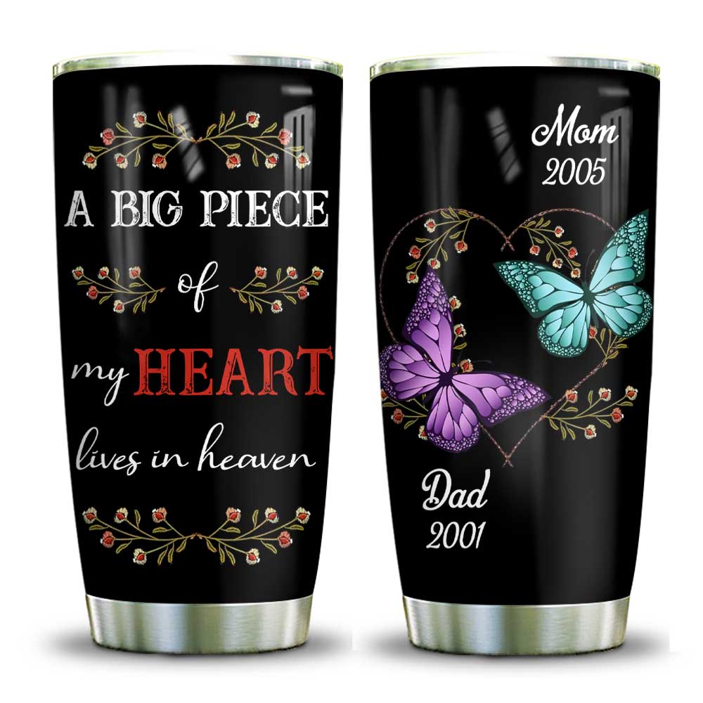 butterfly memory big piece of my heart customize personalized stainless steel tumbler 2701