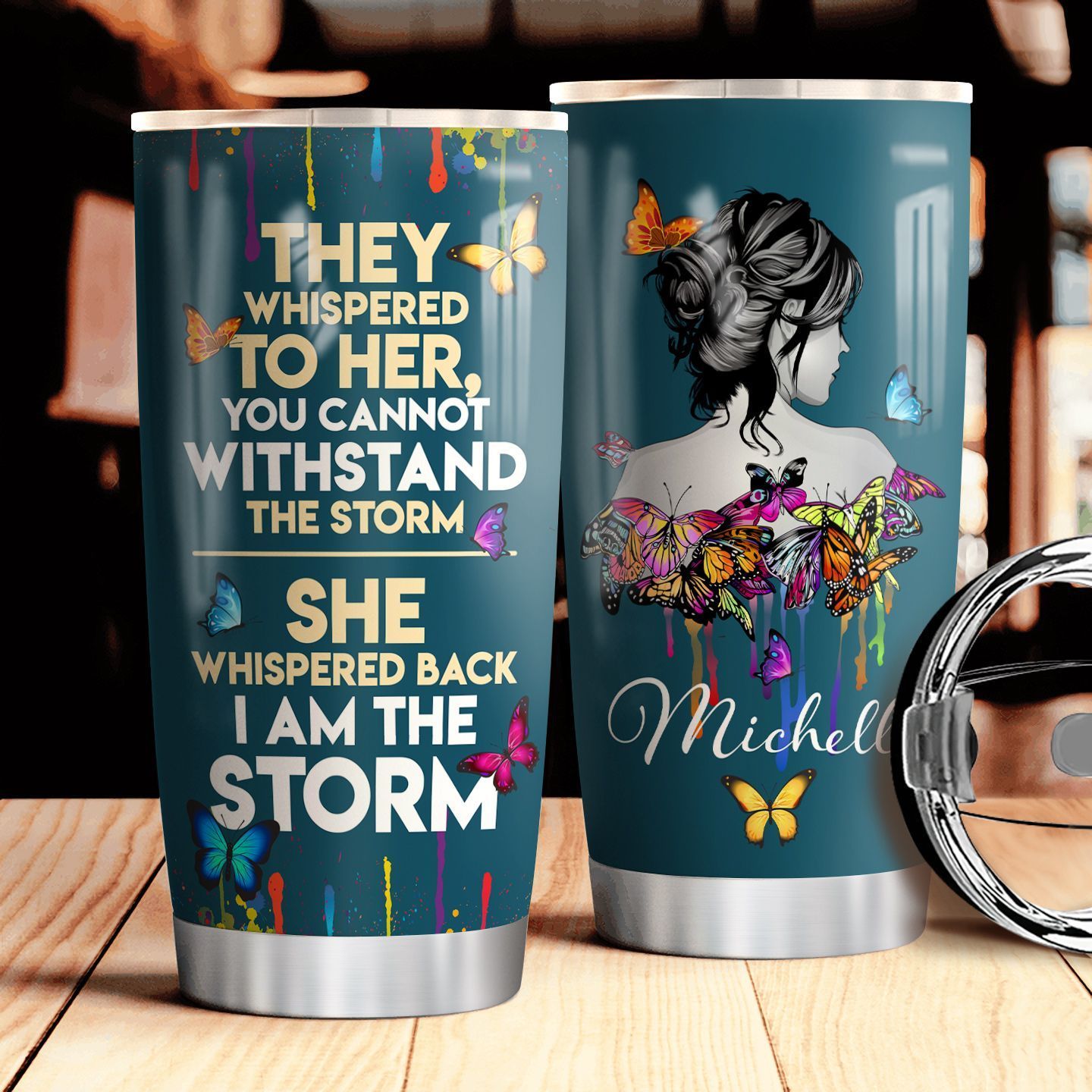 butterfly personalized stainless steel tumbler 6799