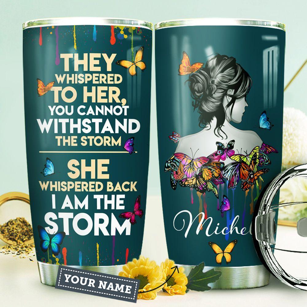 butterfly personalized stainless steel tumbler 8188