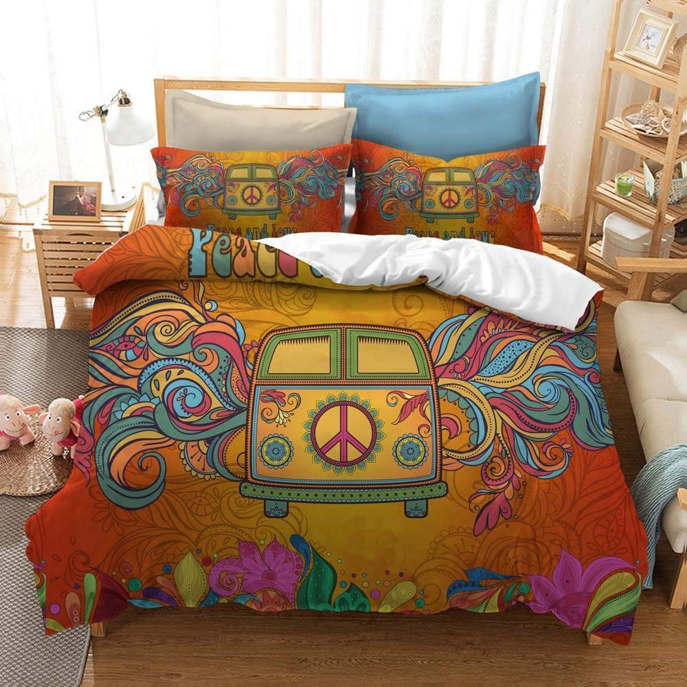 Butterfly Watercolor Peace Sign Printed Bedding Set Bedroom Decor butterfly watercolor peace sign printed bedding set bedroom decor 5680