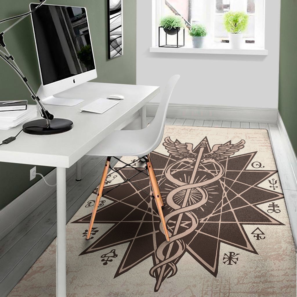caduceus symbol print area rug floor decor 8257