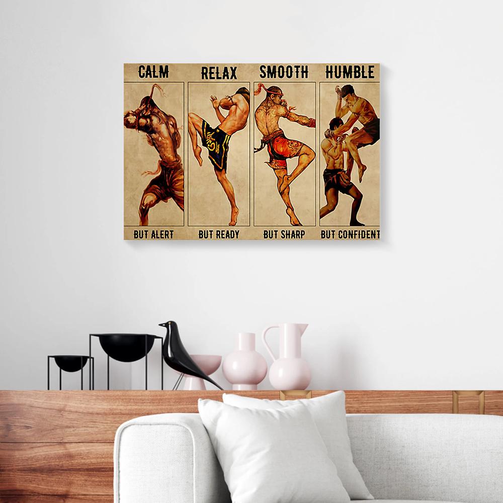 calm relax smooth humble muay thai canvas prints wall art decor 4261