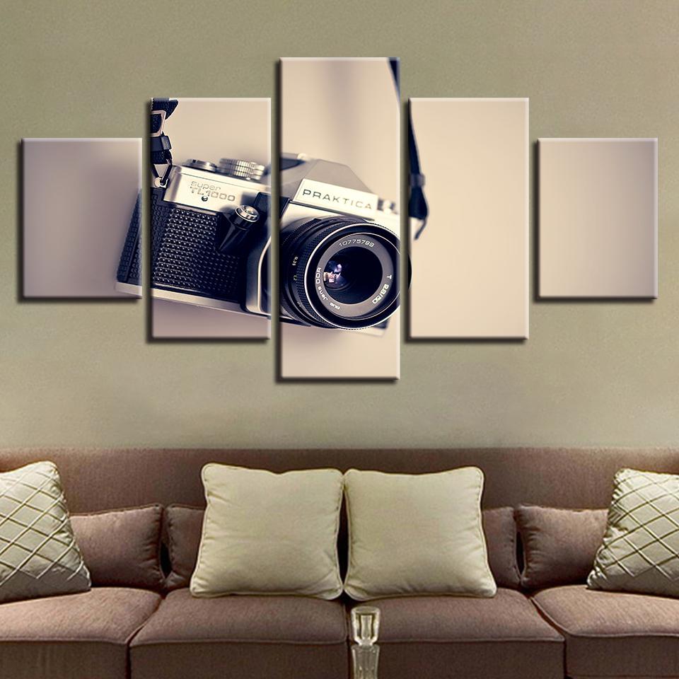 camera abstract 5 panel canvas art wall decor 7106