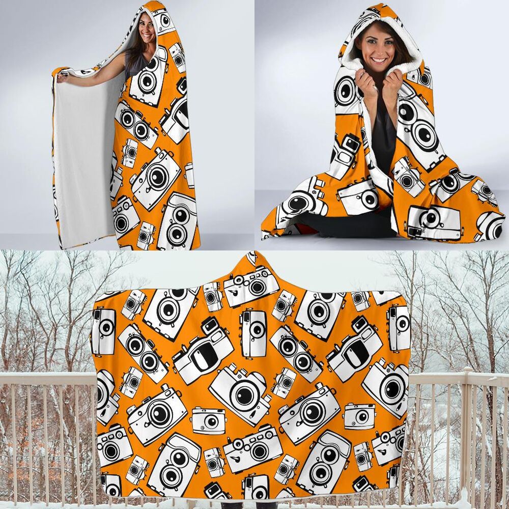 Camera Pattern Print Hooded Blanket Cloak Blanket camera pattern print hooded blanket cloak blanket 3427
