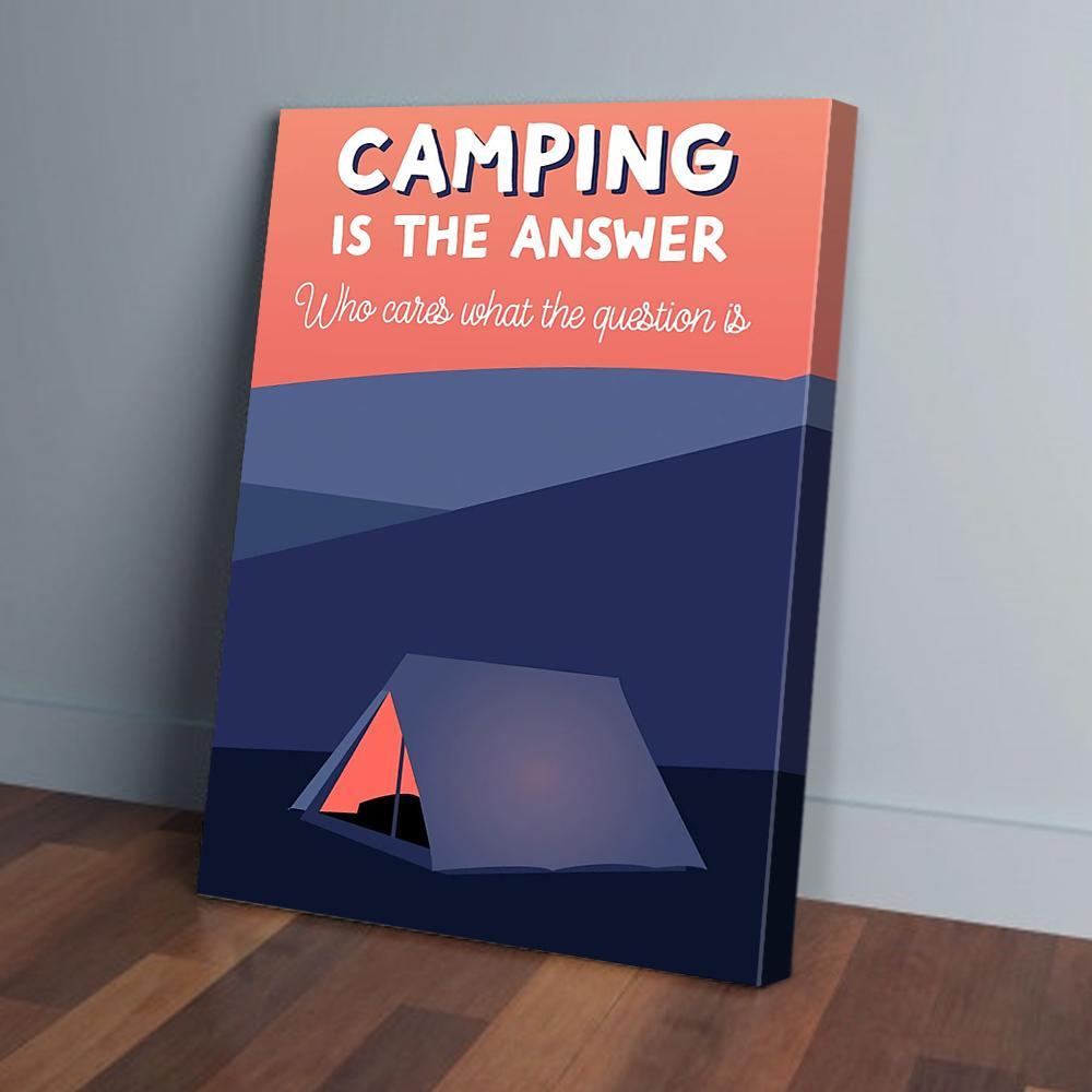camping is the answer vertical canvas prints wall art decor 5027