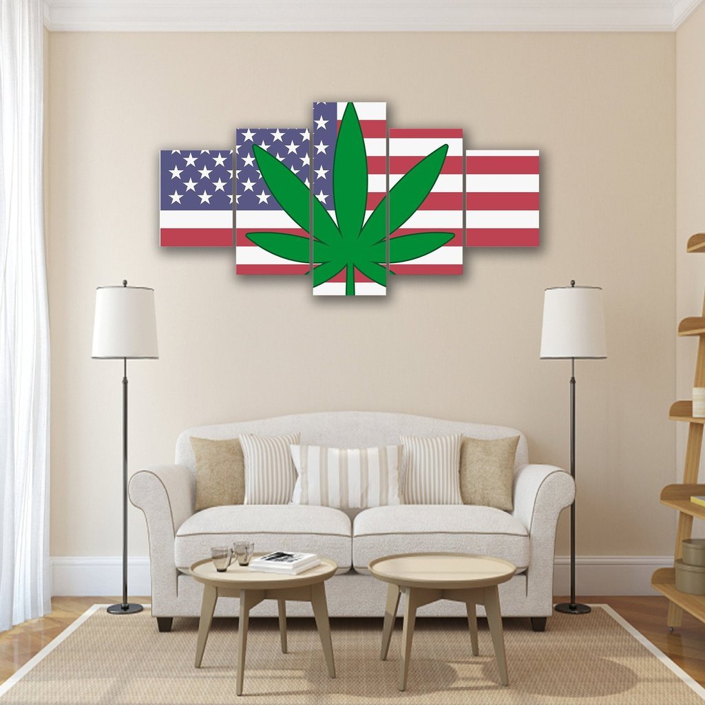 cannabis murica abstract 5 panel canvas art wall decor 8200